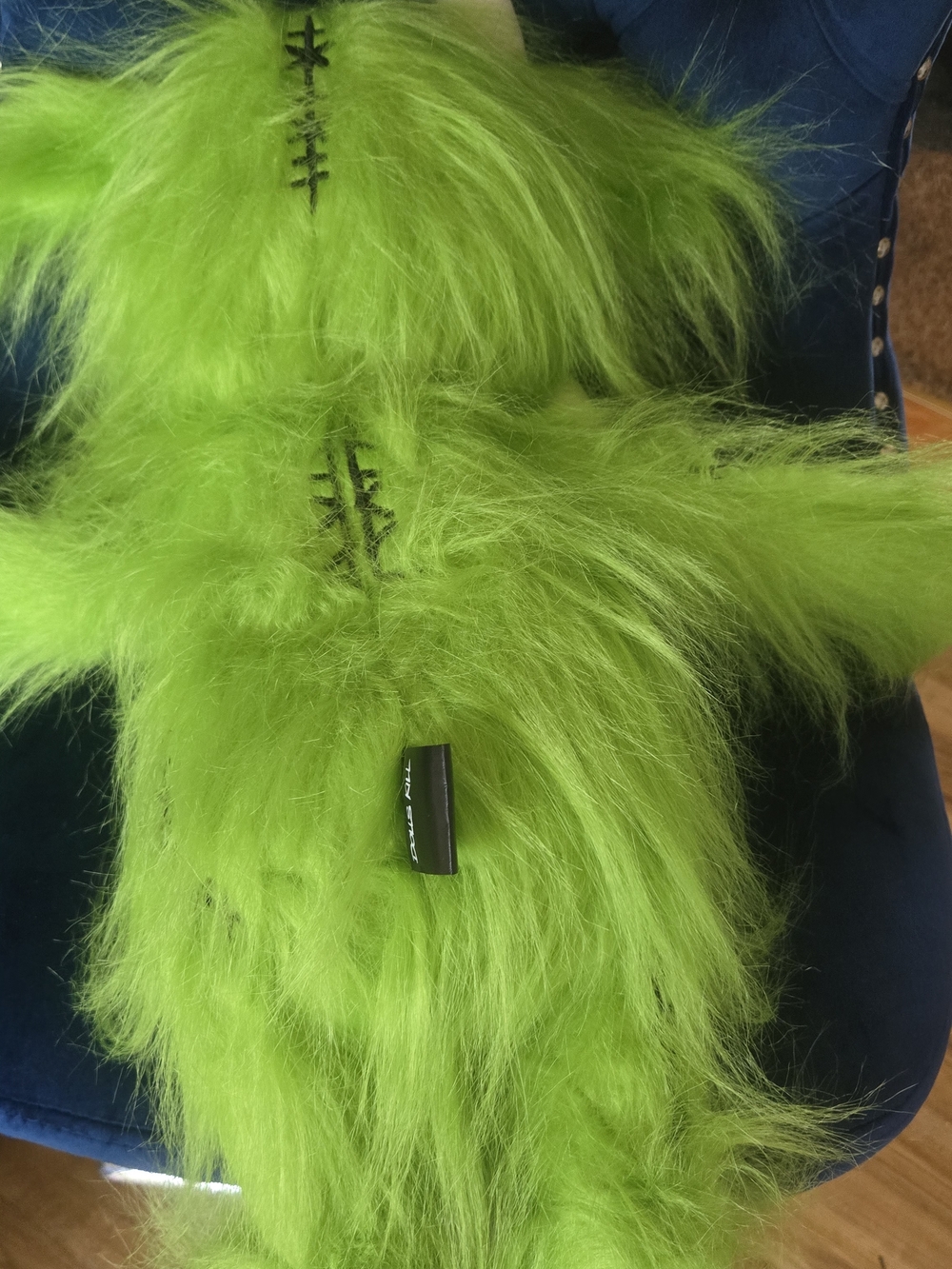 Dolls Kill Neon Green Furry Monster Plush with Embroidered Logo - Picture 2 of 2